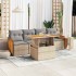 Set sofás jardín y cojines 5 pzas ratán sintético acacia