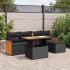 Set sofás jardín y cojines 6 pzas ratán sintético acacia