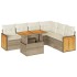 Set sofás jardín y cojines 7 pzas ratán sintético acacia
