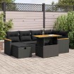 Set de sofás de jardín y cojines 8 piezas ratán sintético negro