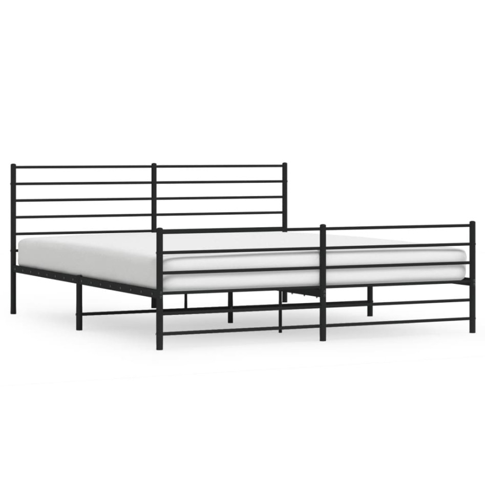 Estructura de cama cabecero y estribo metal negro
