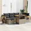 Set de sofás de jardín y cojines 8 piezas ratán sintético gris