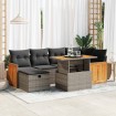 Set de sofás de jardín y cojines 8 piezas ratán sintético gris