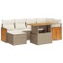 Set sofás jardín y cojines 7 pzas ratán sintético acacia