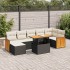 Set sofás jardín y cojines 8 pzas ratán sintético acacia