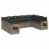 Set de muebles de jardín 9 pzas y cojines ratán sintético