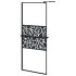 Mampara ducha con estante vidrio ESG y aluminio negro 80x195