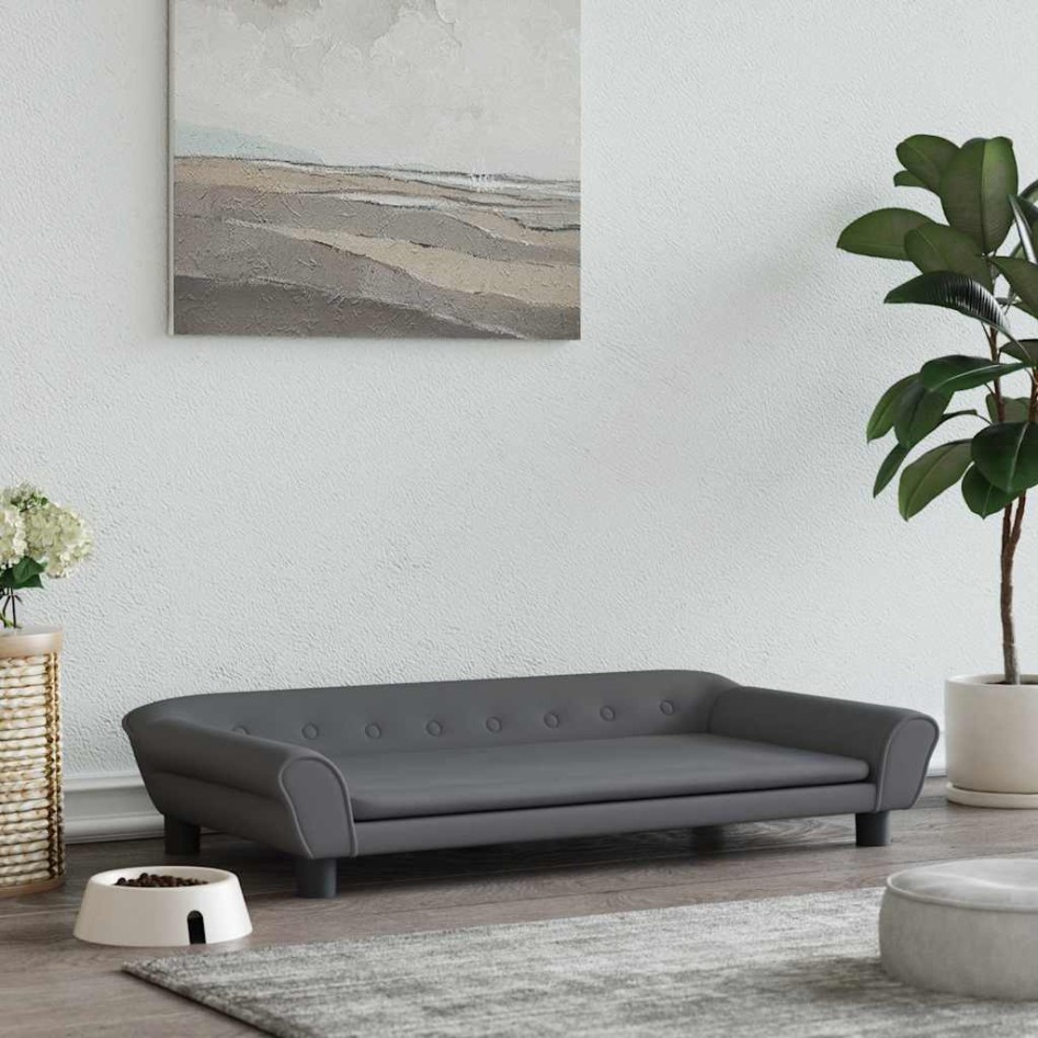 Cama para perros de terciopelo gris oscuro 100x50x21