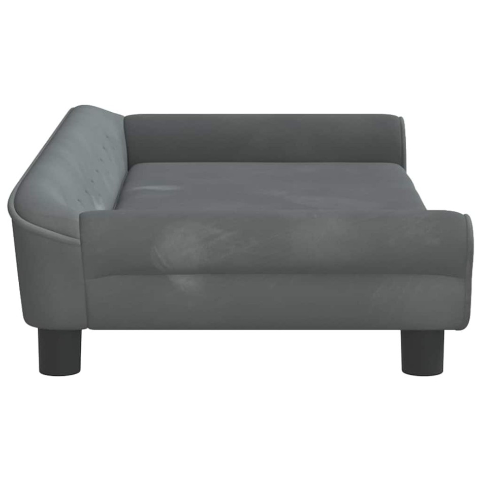 Cama para perros de terciopelo gris oscuro 100x50x21