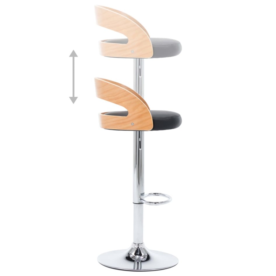 Taburetes de cocina 2 uds piel sintética y madera curvada