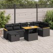 Set de muebles de jardín 5 pzas y cojines ratán sintético negro