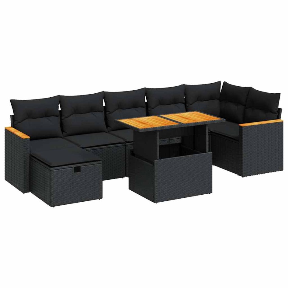 Set de muebles de jardín 5 pzas y cojines ratán sintético