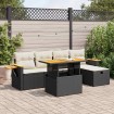 Set de sofás de jardín 6 piezas y cojines ratán sintético negro