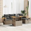 Set de muebles de jardín 6 pzas y cojines ratán sintético gris