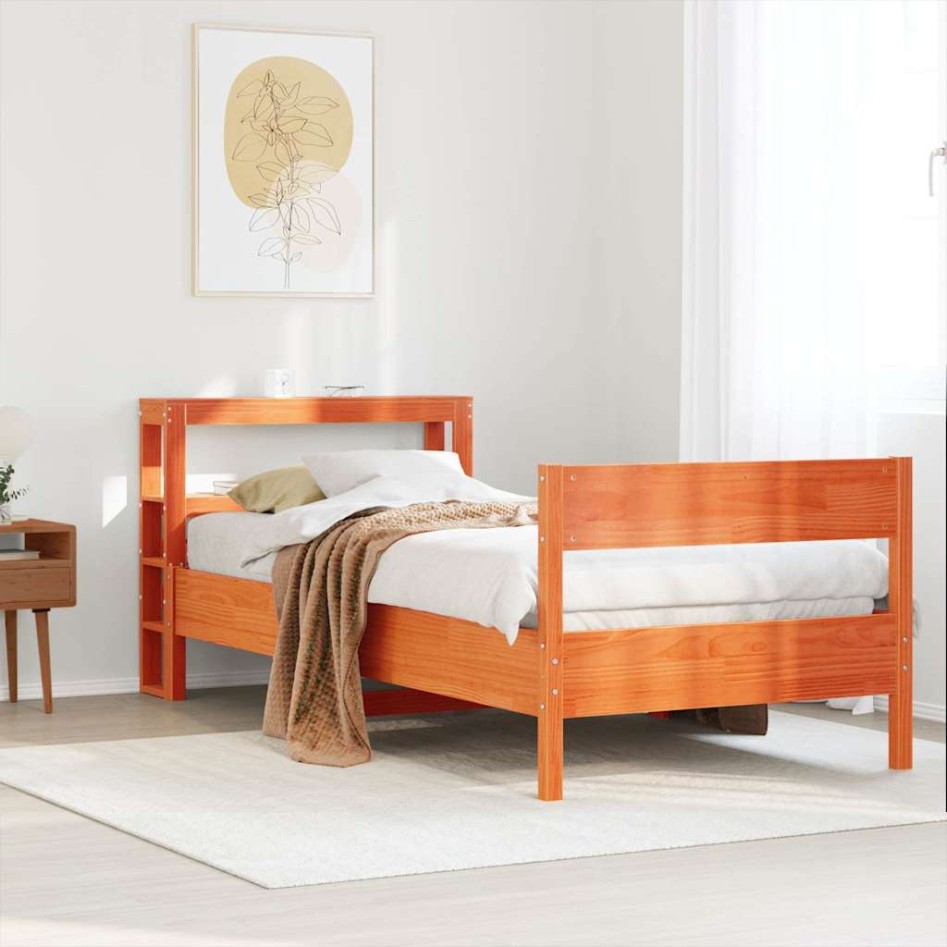 Estructura de cama sin colchón madera de pino marrón 90x200