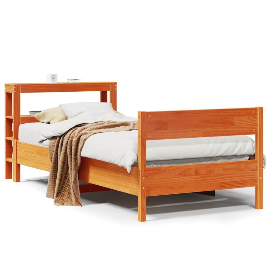 Estructura de cama sin colchón madera de pino marrón 90x200