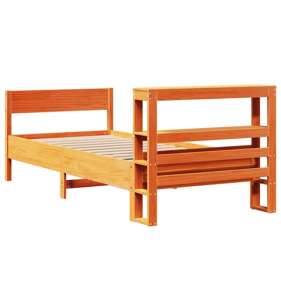 Estructura de cama sin colchón madera de pino marrón 90x200