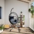 Silla colgante huevo con soporte ratán y acero