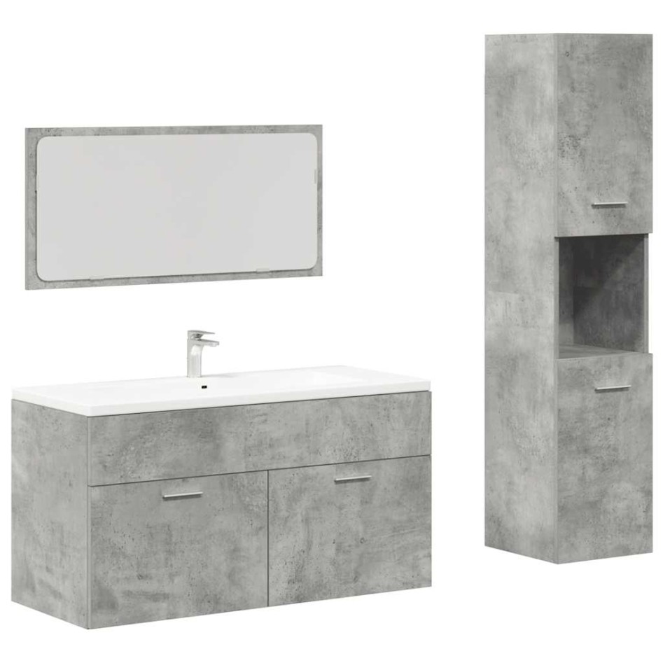 Set muebles de baño 2 piezas madera contrachapada gris