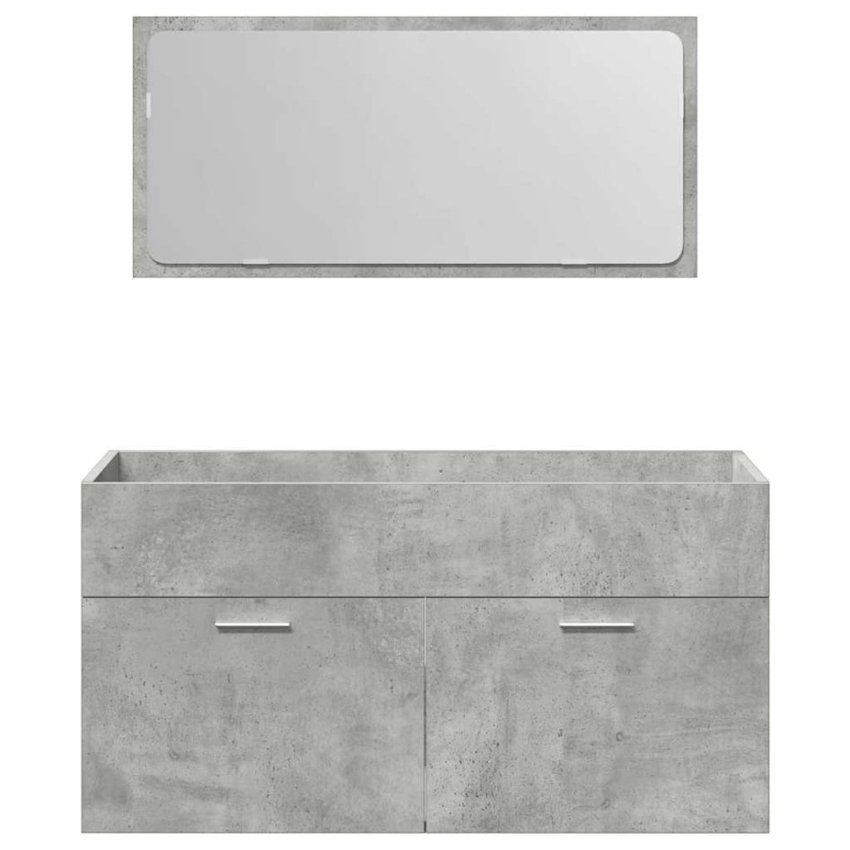 Set muebles de baño 2 piezas madera contrachapada gris