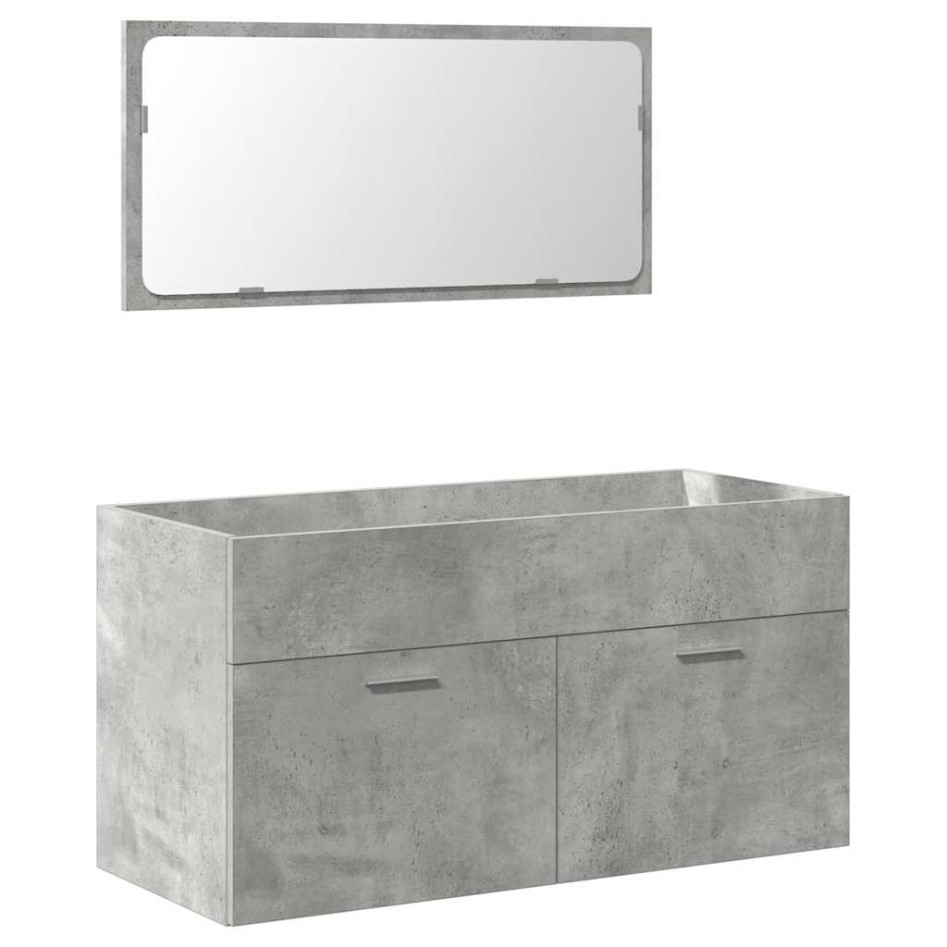 Set muebles de baño 2 piezas madera contrachapada gris