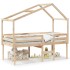 Cama alta con techo madera maciza de pino 80x200