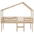 Cama alta con techo madera maciza de pino 80x200