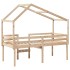 Cama alta con techo madera maciza de pino 80x200