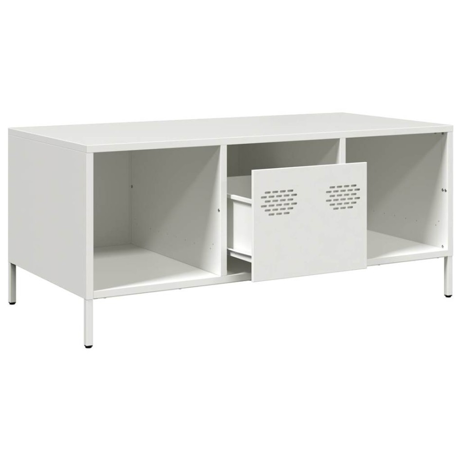 Mesa de centro acero laminado en frío blanco 101,5x50x43,5