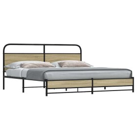 Estructura de cama sin colchón metal roble Sonoma 180x200