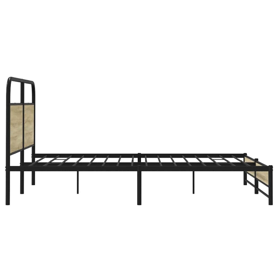 Estructura de cama sin colchón metal roble Sonoma 180x200