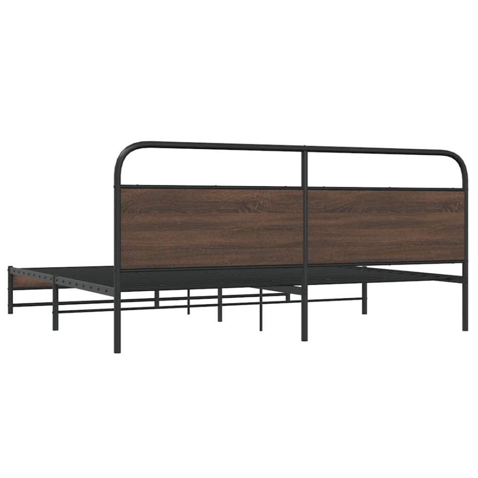 Estructura de cama sin colchón metal roble marrón 200x200