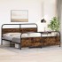 Estructura de cama sin colchón metal roble ahumado 200x200