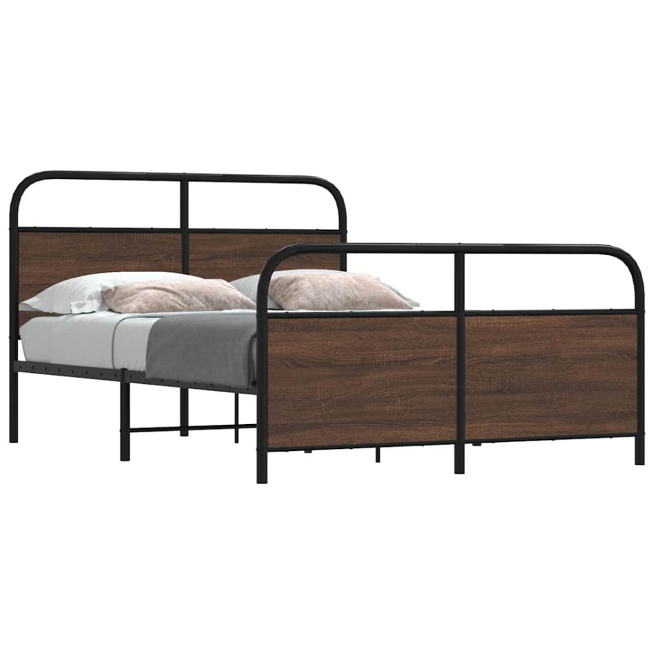 Estructura de cama sin colchón metal marrón roble 140x190