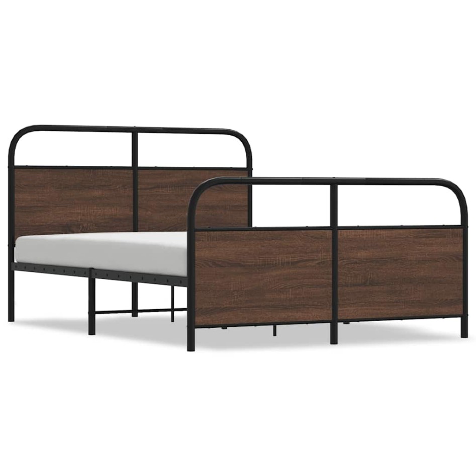 Estructura de cama sin colchón metal marrón roble 140x190