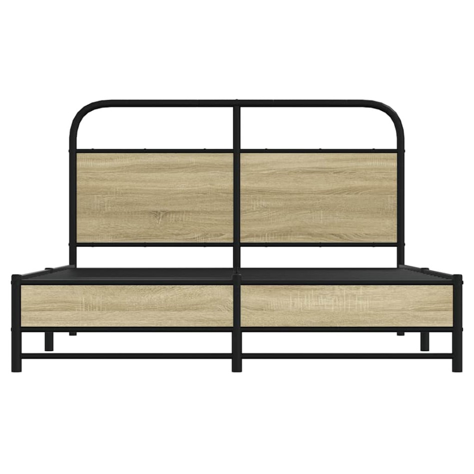 Estructura de cama sin colchón 140x190 cm madera roble