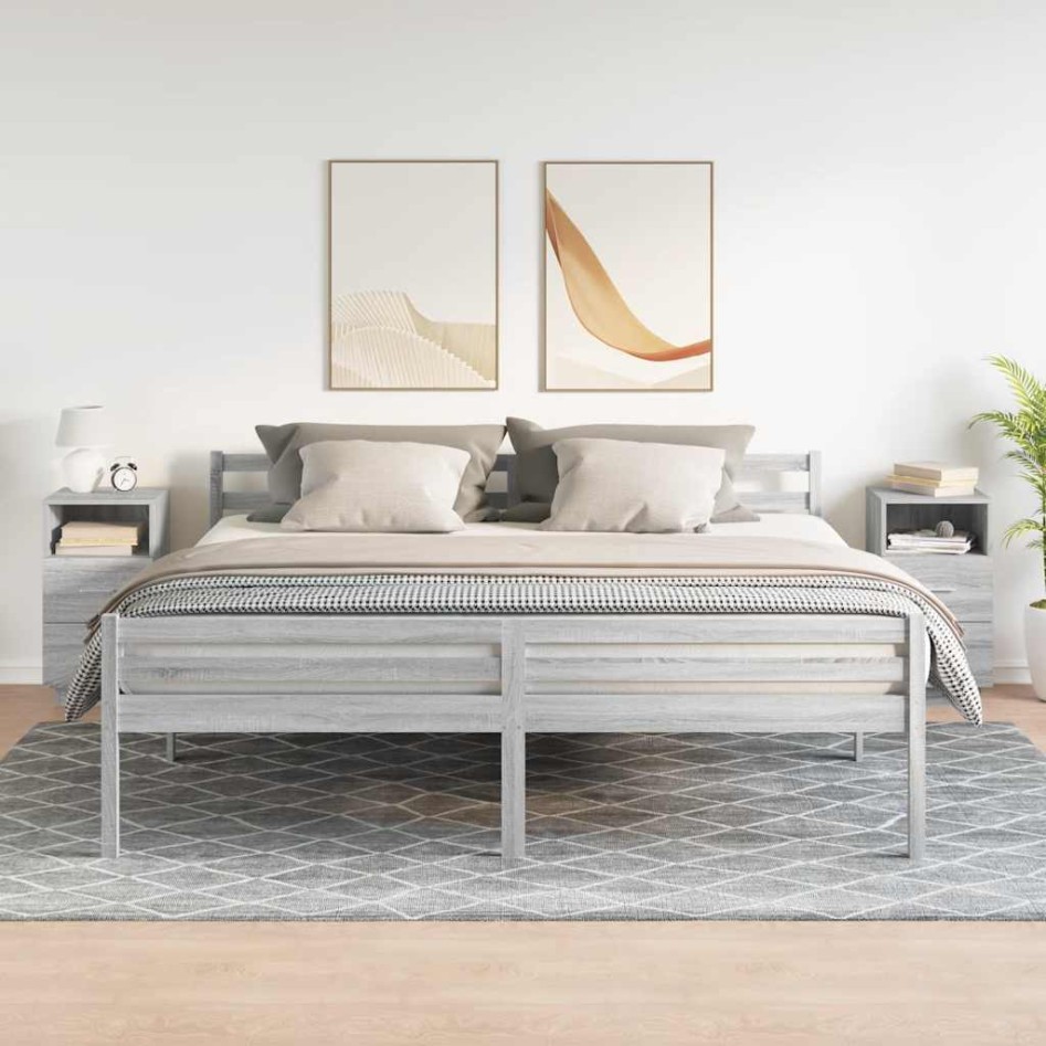 Mesillas de noche 2 uds con 2 cajones gris sonoma 36x36x68