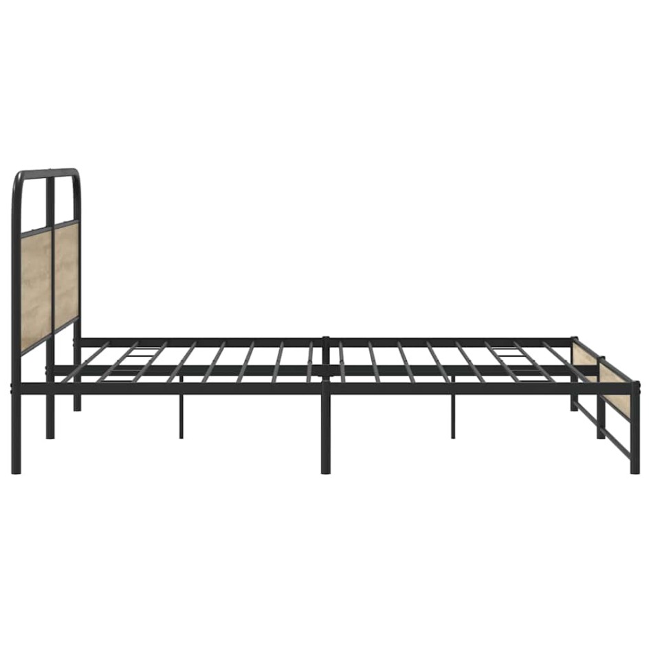 Estructura de cama sin colchón metal roble ahumado 180x200