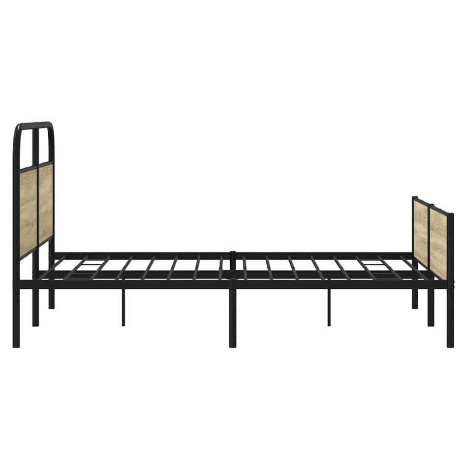 Estructura de cama sin colchón metal roble Sonoma 160x200