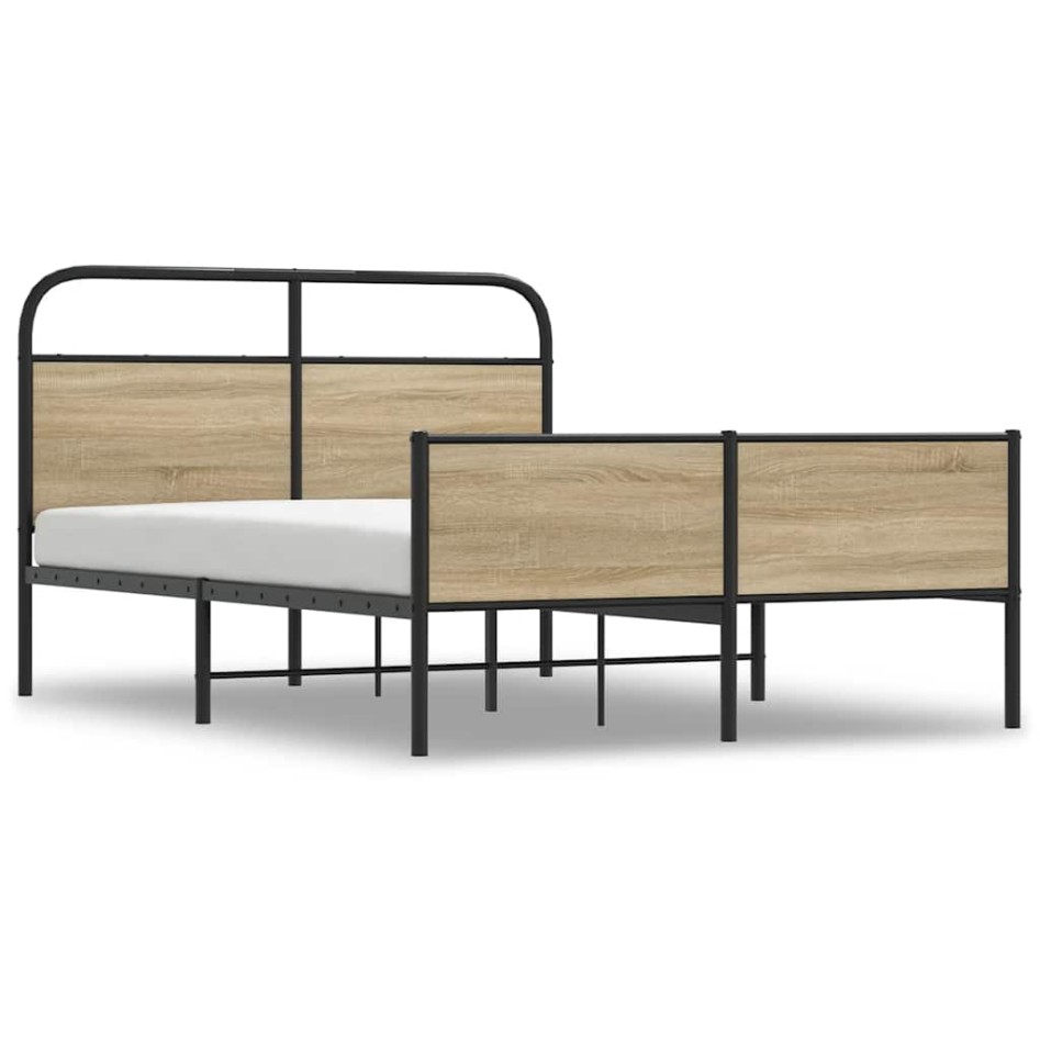 Estructura de cama sin colchón 140x190 cm madera roble
