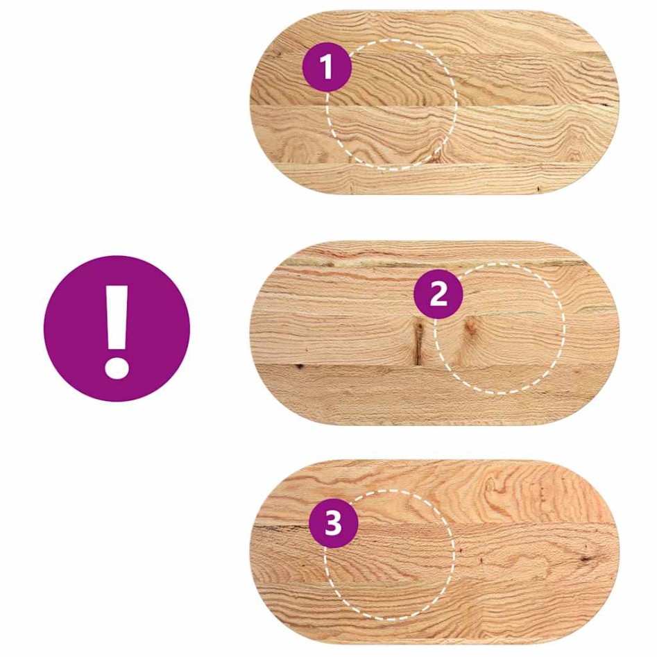 Tablero de mesa ovalado madera maciza de roble 100x50x4