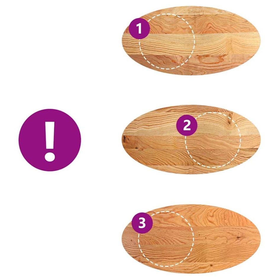 Tablero de mesa ovalado madera maciza de roble 120x60x4