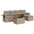 Set sofás jardín y cojines 6 pzas ratán sintético acacia