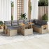 Set sofás jardín y cojines 9 pzas ratán sintético acacia