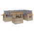 Set sofás jardín y cojines 6 pzas ratán sintético acacia