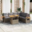 Set sofás jardín y cojines 7 pzas ratán sintético acacia beige
