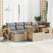 Set sofás jardín y cojines 7 pzas ratán sintético acacia beige