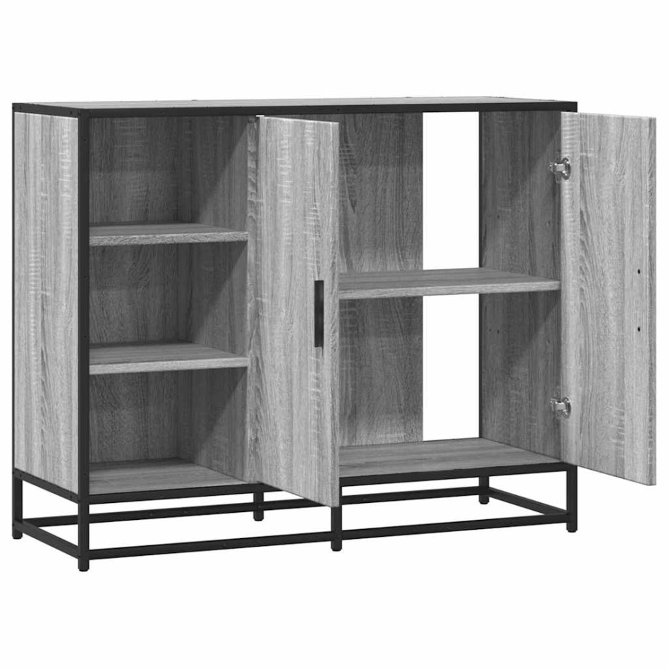 Aparador de madera de ingeniería gris Sonoma 92x35x76