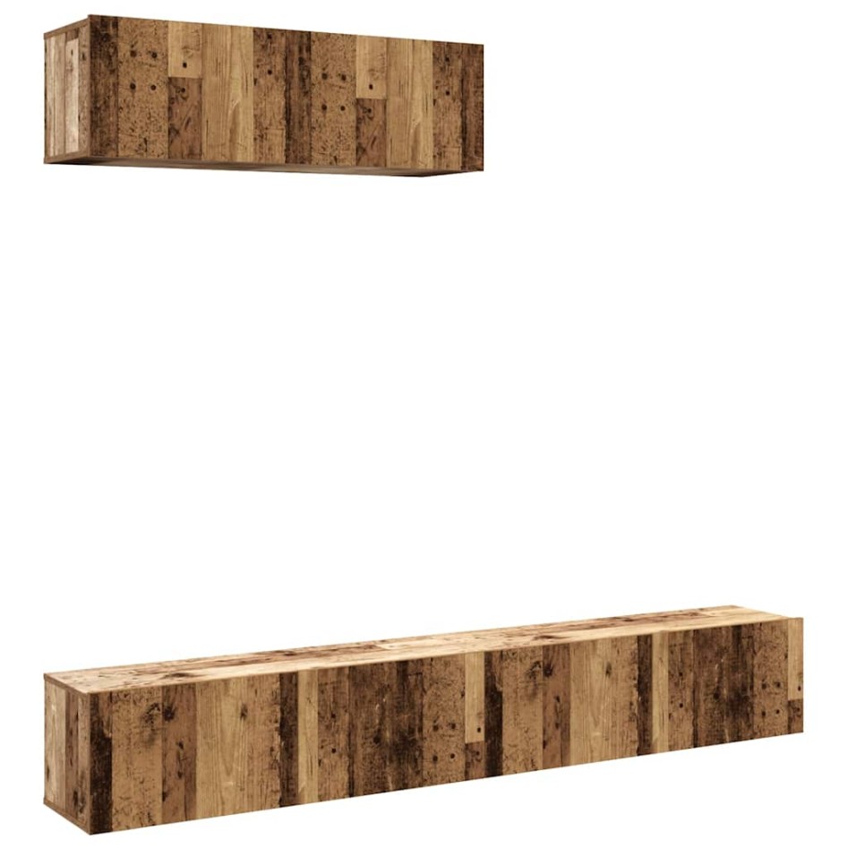 Muebles TV de pared 3 uds madera vieja 100x30x30