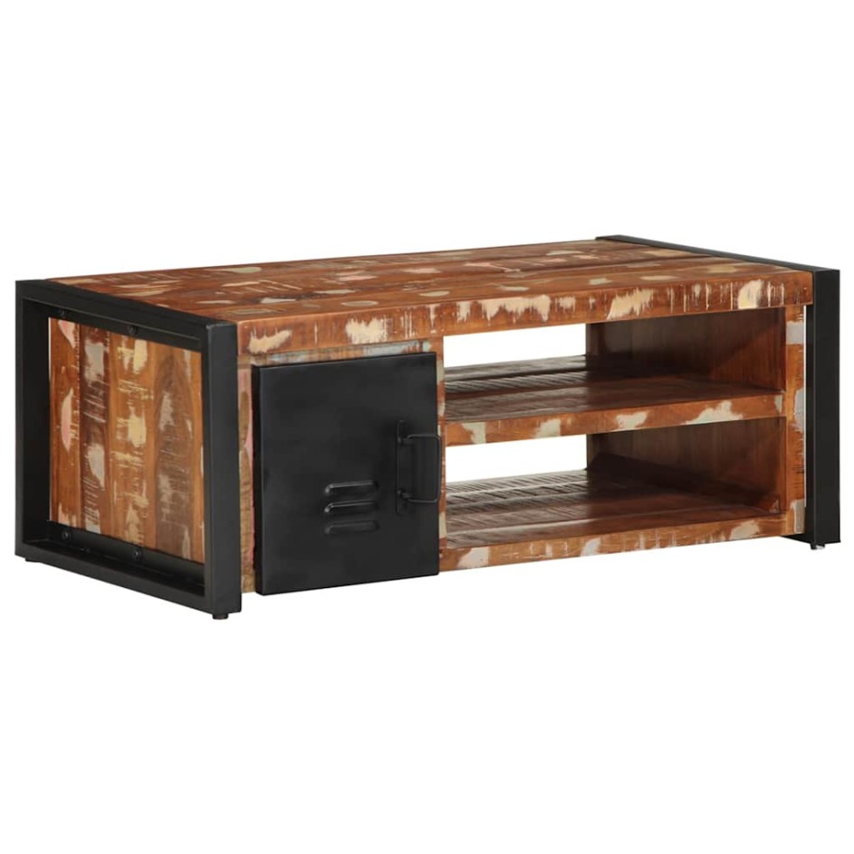 Mesa de centro multicolor 90x50x36 cm madera maciza